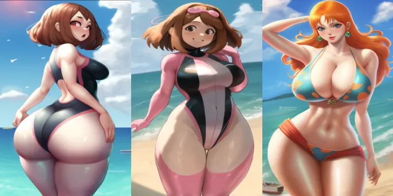 Sexy Anime Girls On The Beaches